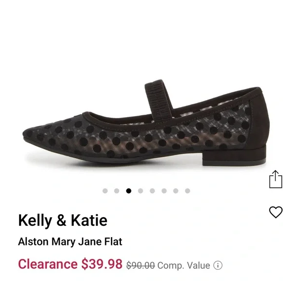 Pointed Toe Black Polka Dot Mary Jane Flats - Picture 5 of 6